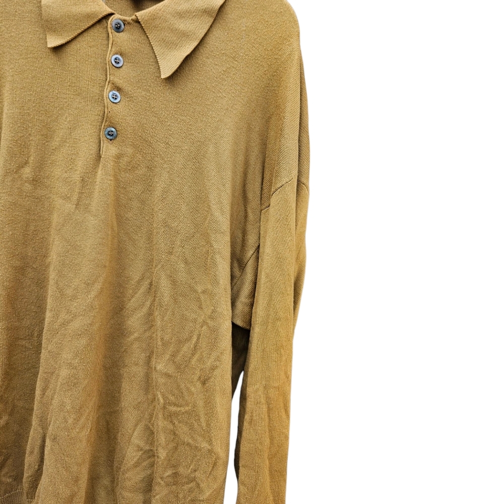 R&R Casuals  Mustard Yellow Polo Sweater Mens Size M - Picture 8 of 14